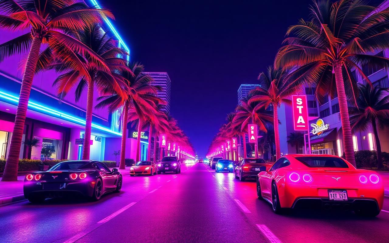 Perseguição neon na orla